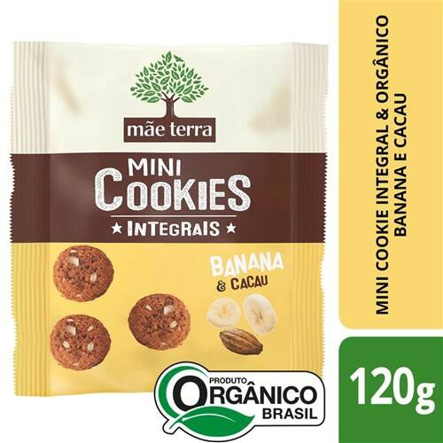 Mini Cookies Banana e Cacau Orgânico Mãe Terra 120g