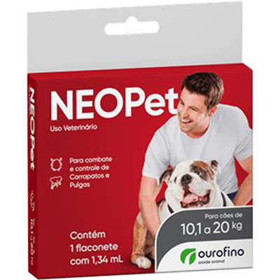 Antipulgas e Carrapatos  Neopet 1,34 mL para Cães de 10,1 até 20 Kg