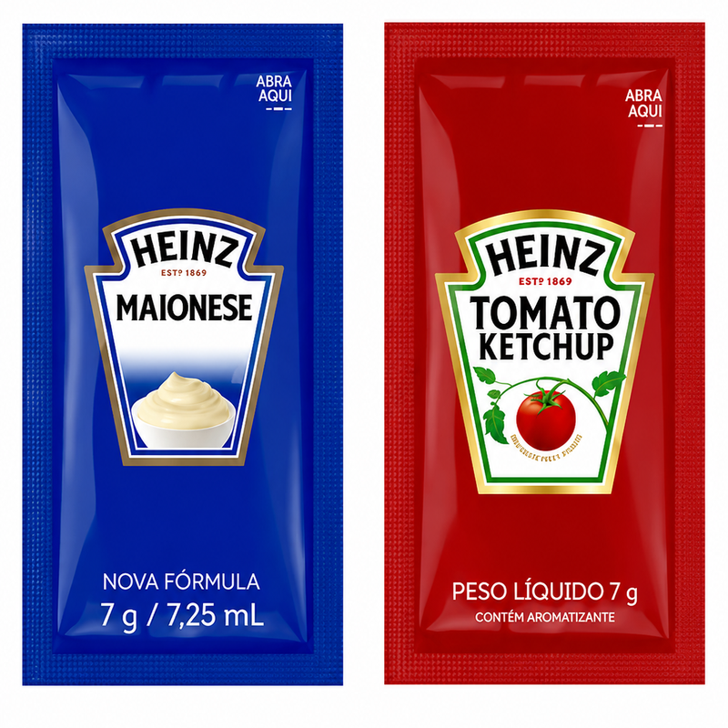SACHES DE MAIONESE E KETCHUP HEINZ