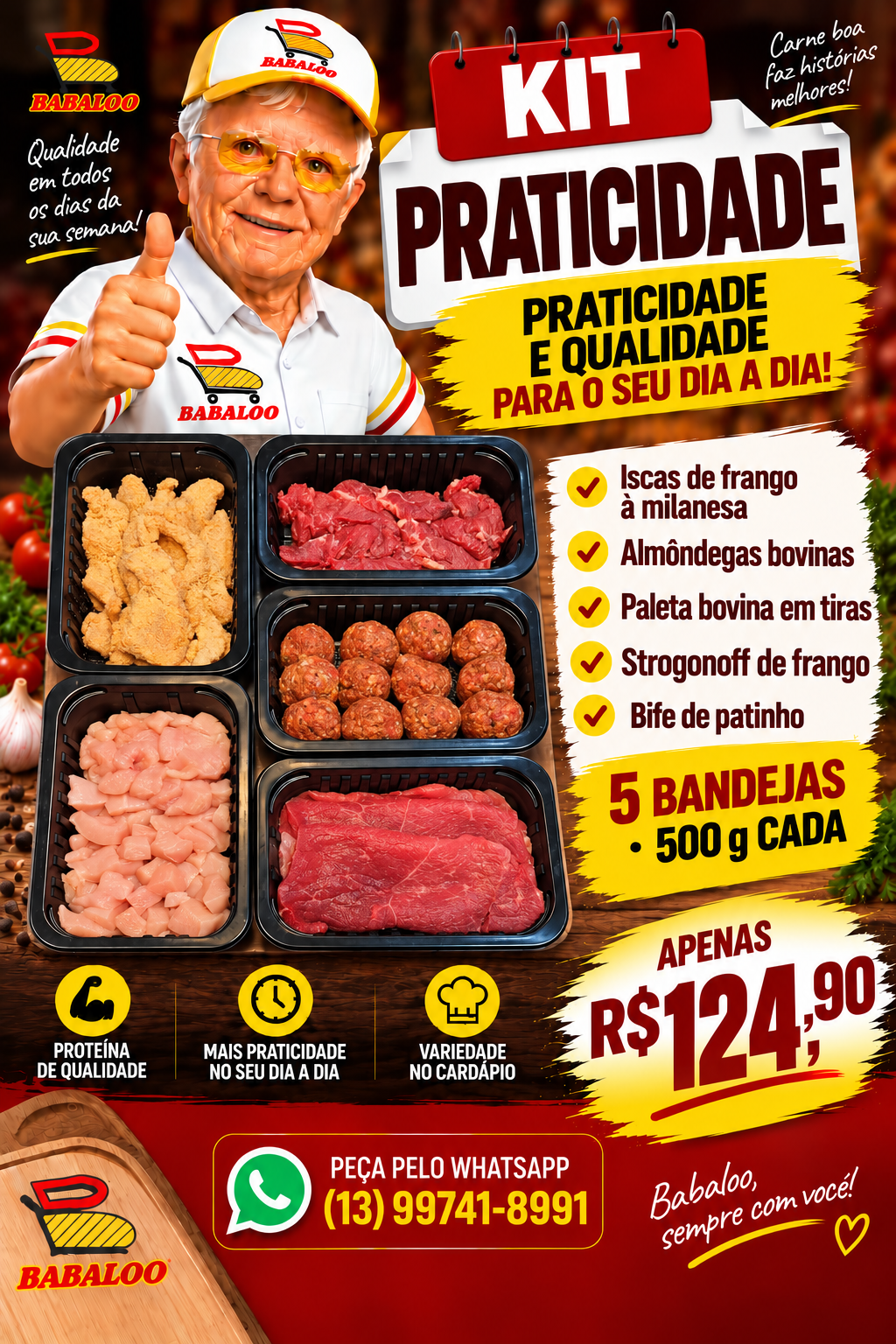 Kit Praticidade - 5 Bandejas de 500g cada