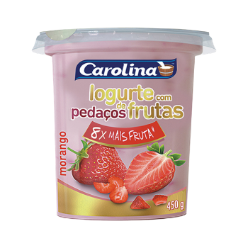 IOGURTE CAROLINA PEDAÇOS MORANGO 450G