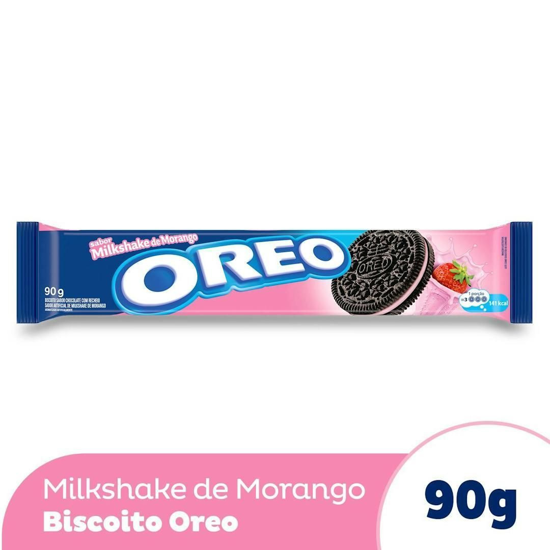 BISCOITO OREO MILKSHAKE MORANGO 90GR