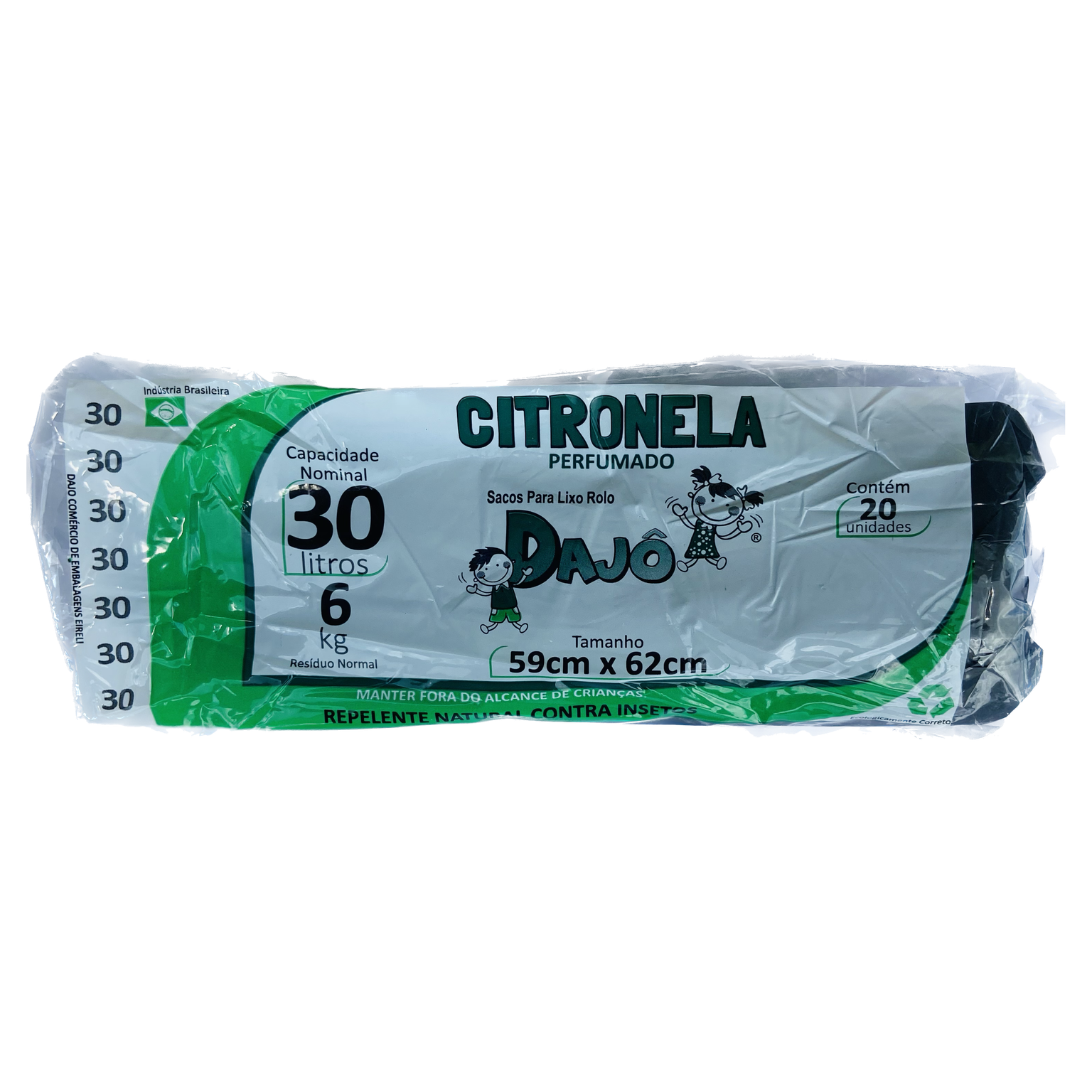 SACO P/ LIXO DAJO CITRONELA ROLO 30L C/20UN