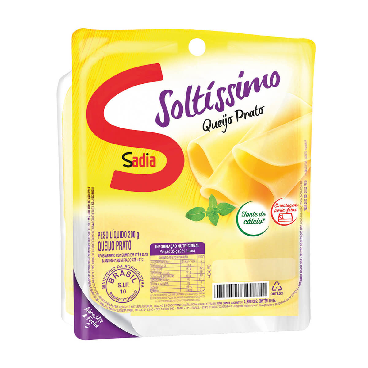 Queijo prato Sadia 200g