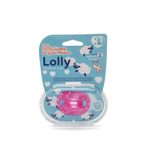  Chupeta 100% Silicone Dreams Bico T2 Rosa Lolly