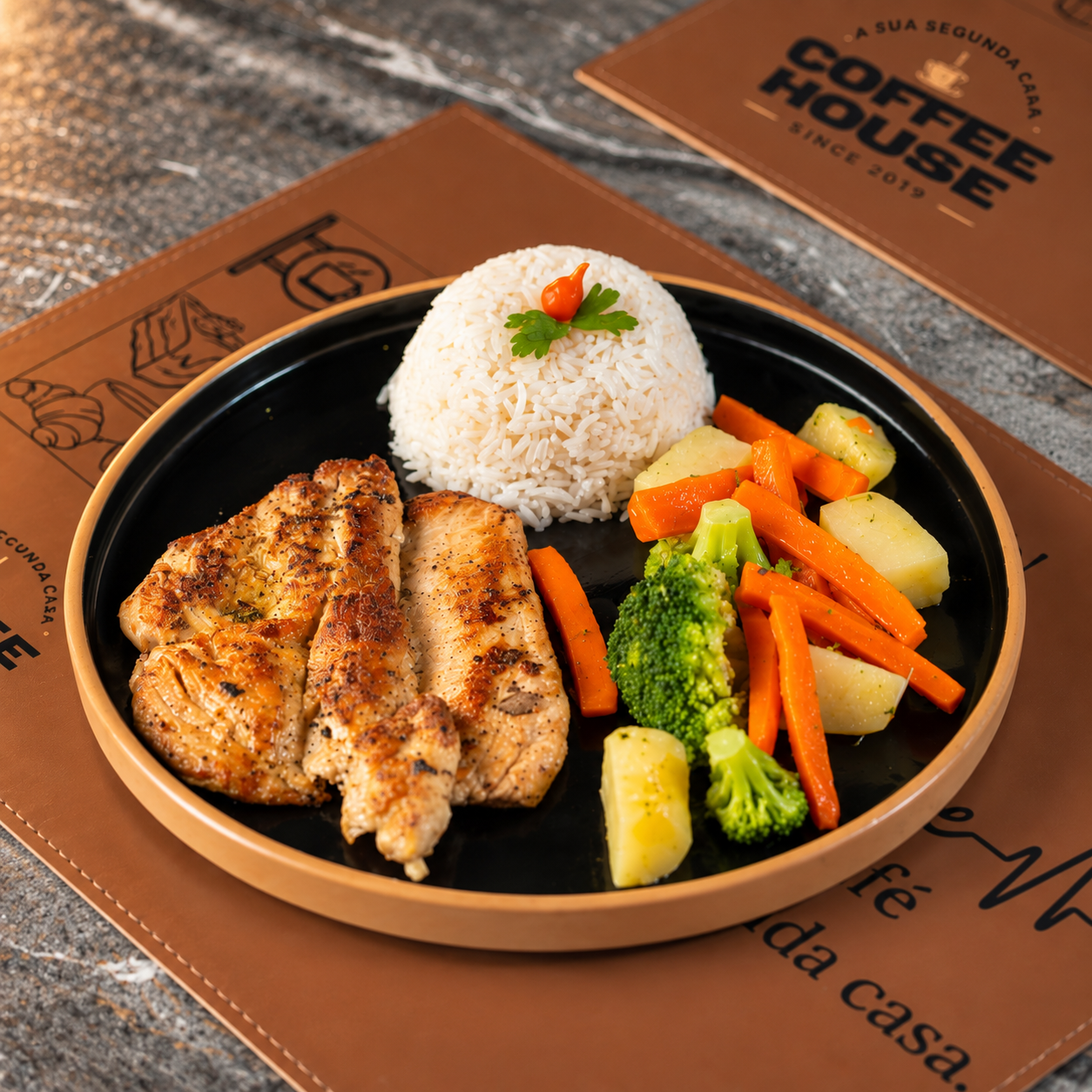 FRANGO GRELHADO COM LEGUMES