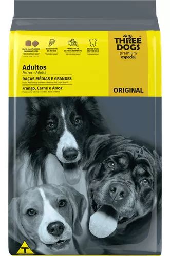 Three Dogs ORIGINAL ADULTOS MEDIAS E GRANDES 20kg
