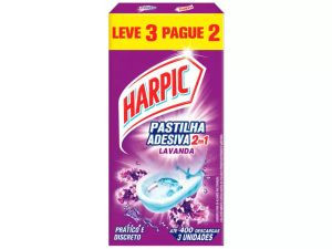 PASTILHA SANITARIA HARPIC 2EM1 LAVANDA C/3UN