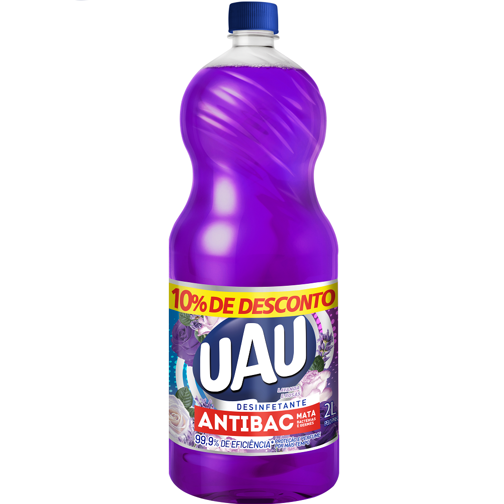 DESINFETANTE UAU ANTIBAC LAVANDA E ROSAS 2L