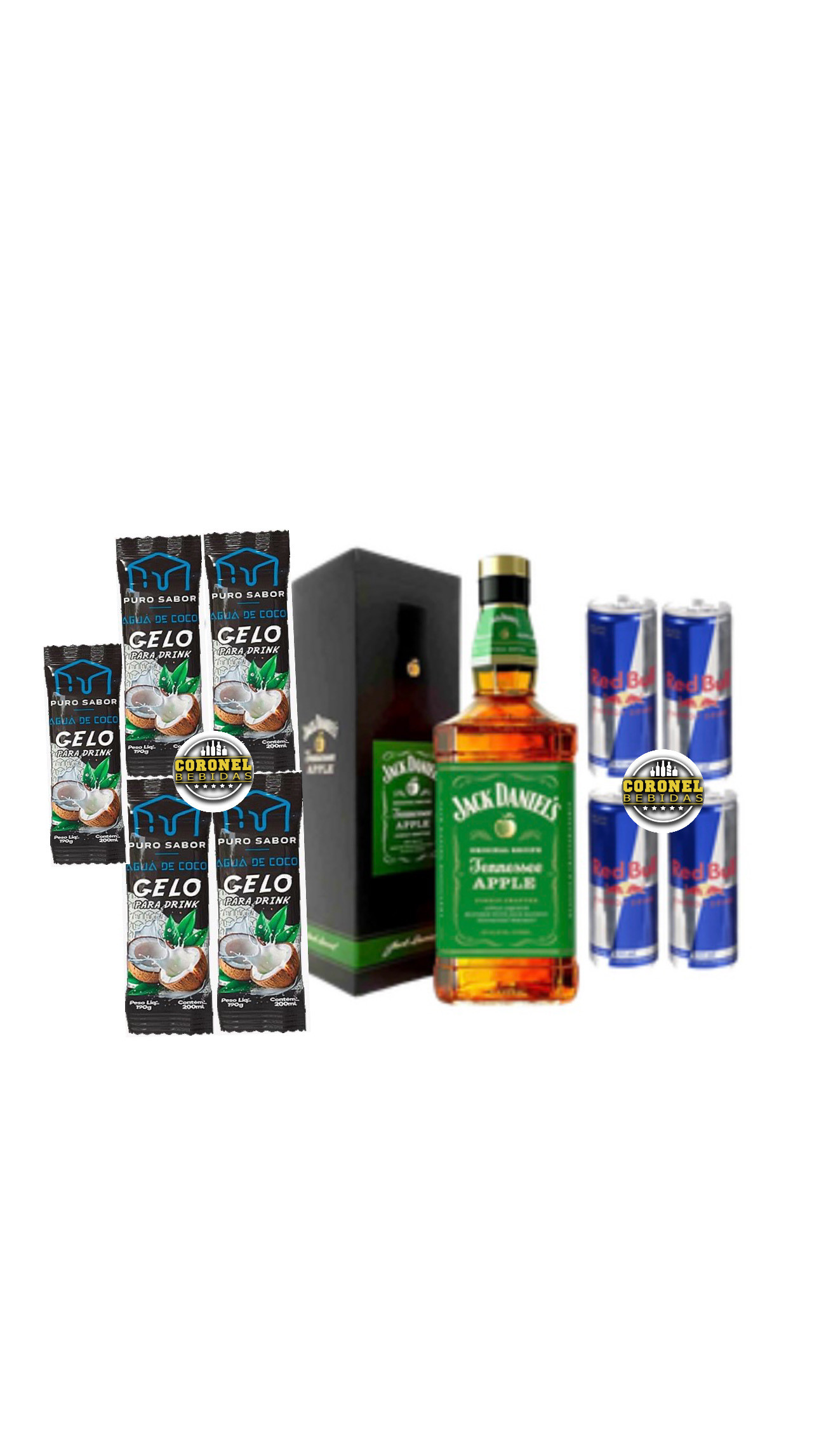Jack Aplle ( Maçã ) + 4 Redbull + 5 gelo de coco