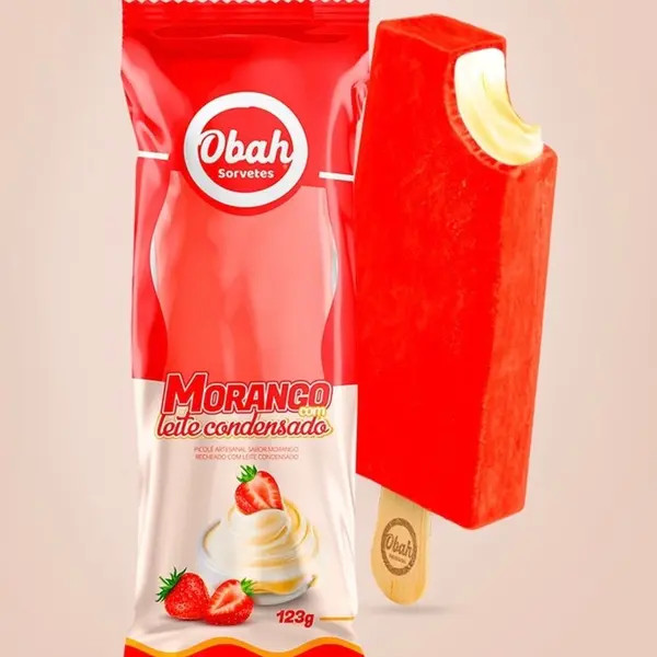Paleta Mexicana Obah Morango com Leite Condensado