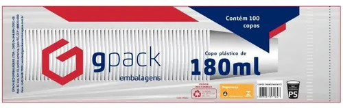 COPO DESCARTAVEL GPACK TRANSPARENTE 180ML C/100UN**