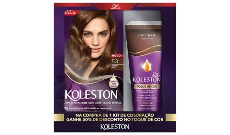 COLORAÇÃO TINTURA KOLESTON KIT CASTANHO CLARO 50+TOQUE DE COR