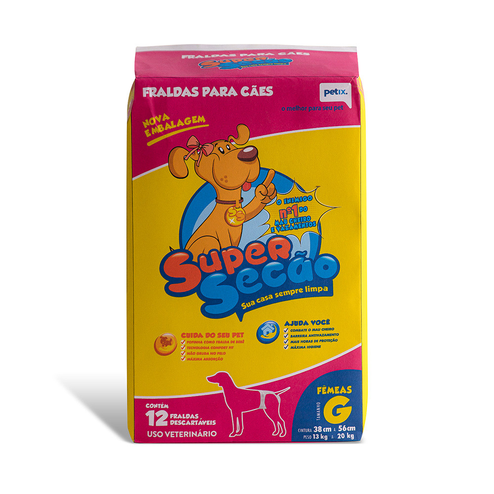 Fralda Absorventes Super Secão Fêmea G c/12 