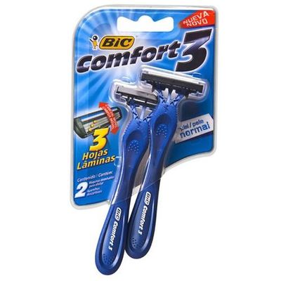 Aparelho de Barbear Bic Comfort 3 Pele Sensível Embalagem 2 Un