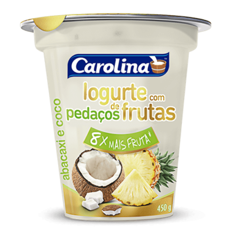 IOGURTE CAROLINA PEDAÇOS ABACAXI E COCO 450G