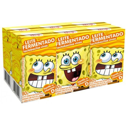 Leite Fermentado Bob Esponja Tradicional Elegê 80g com 6un