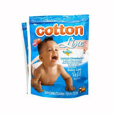 LENÇO UMEDECIDO COTTON LINE AZUL REFIL C/70