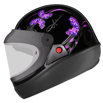 CAPACETE AUTOMATICO BORBOLETA 58 PRETO/ROSA - EBF