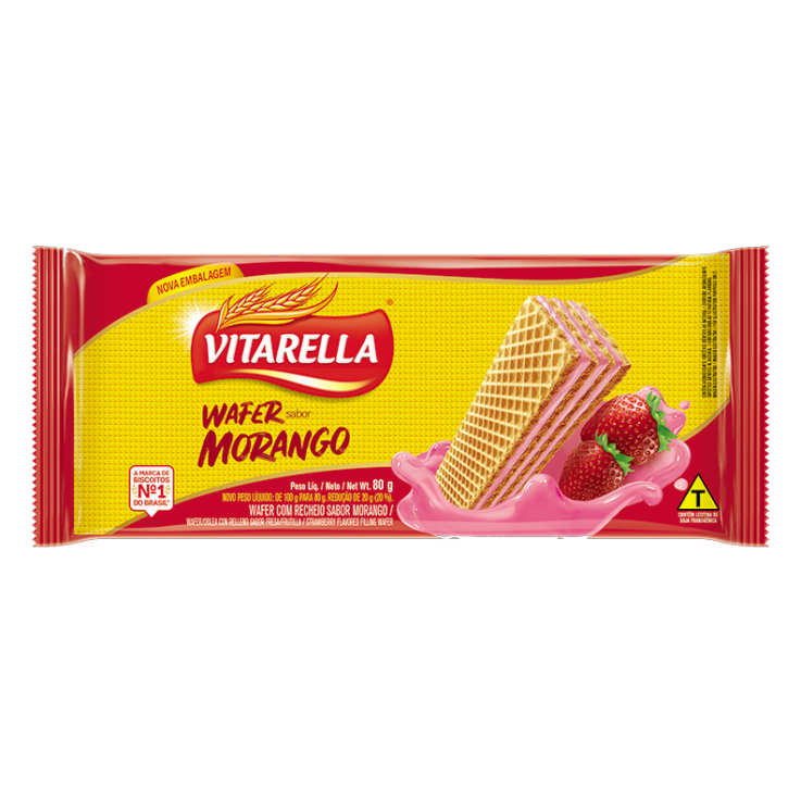 WAFER VITARELA MORANGO 80 G