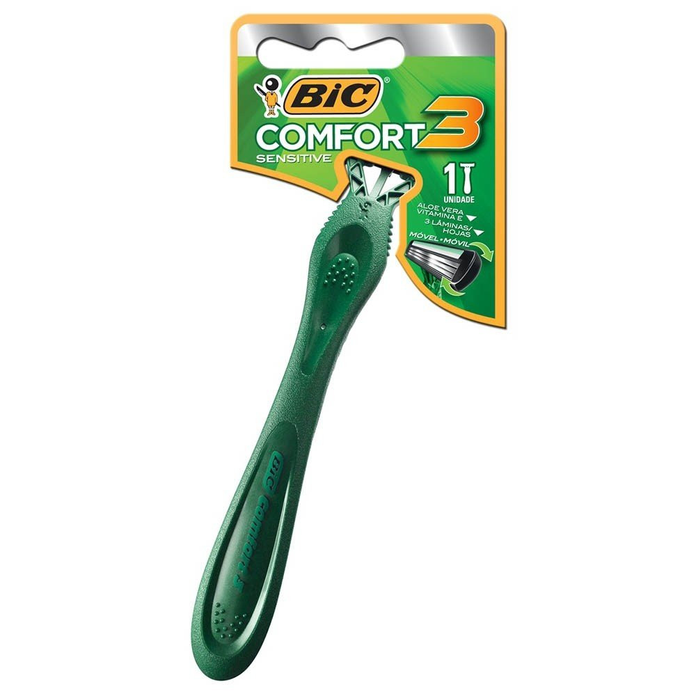 APARELHO BARBEAR BIC COMFORT3 PELE SENSIVEL (VERDE)