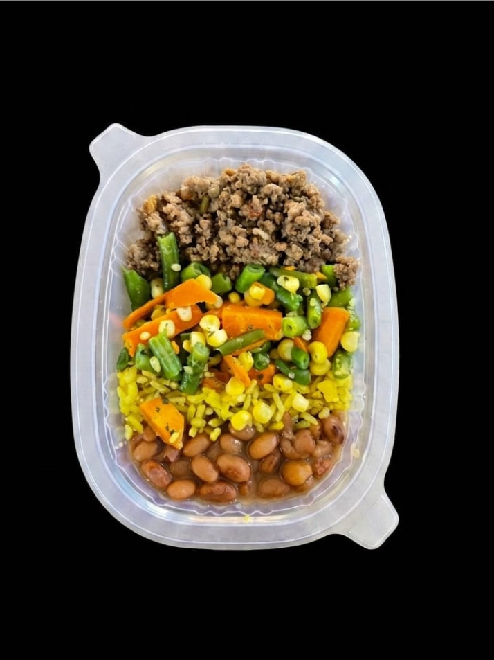 CARNE MOÍDA C/ ARROZ INTEGRAL 220 GRAMAS Congelado.