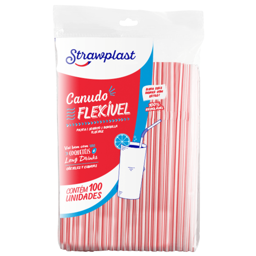 CANUDO PLASTICO STRAWPLAST FLEX C/100UN