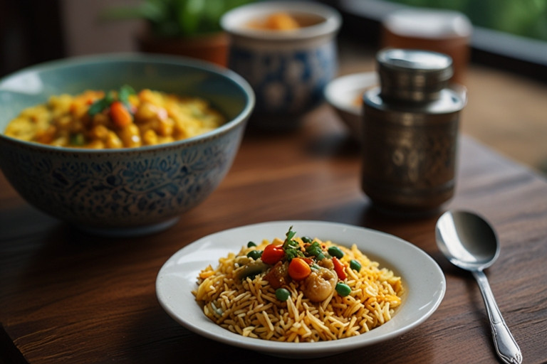 Arroz Jasmim com Curry Tailandes