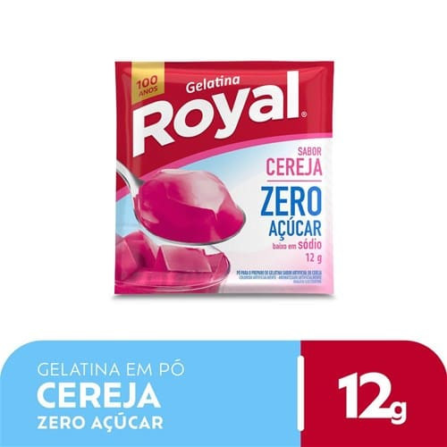 Gelatina em Pó Sabor Cereja Zero Açúcar Royal 12g