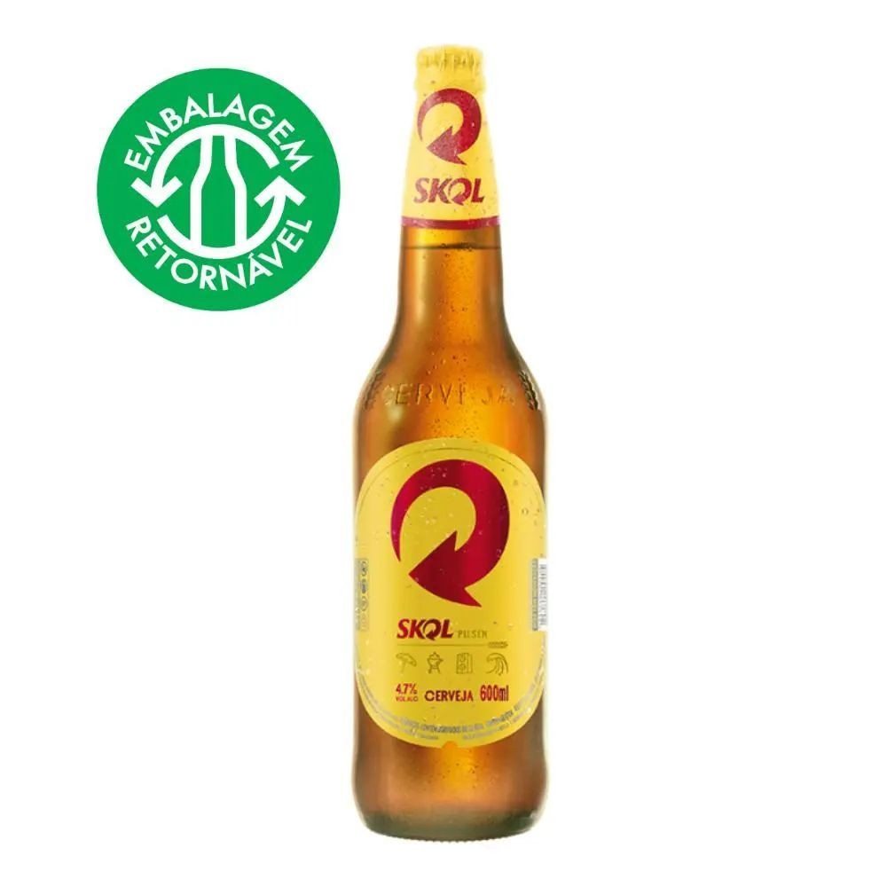CERVEJA SKOL PILSEN GF 600ML APENAS O LIQUIDO