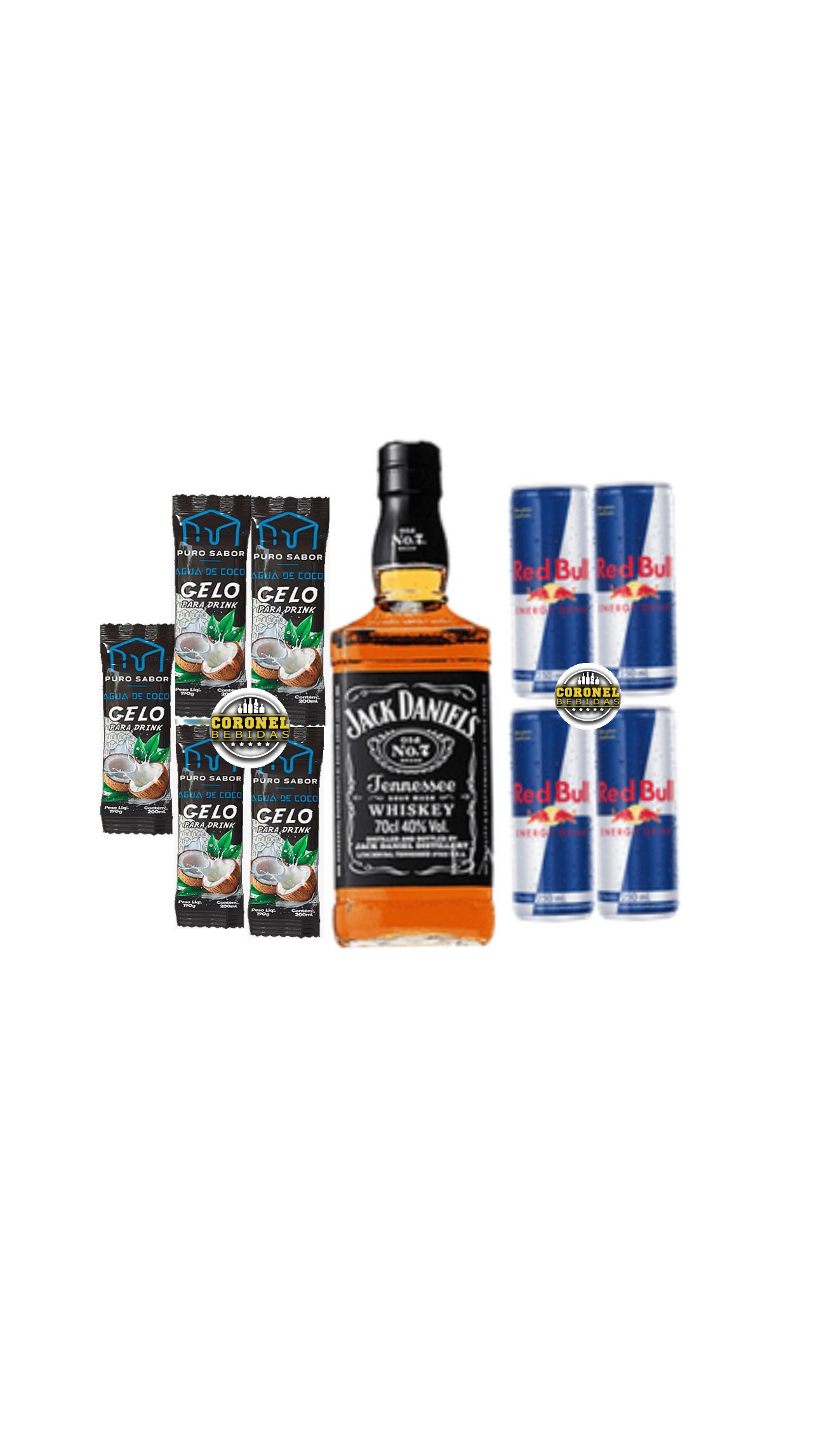 Jack n7 1L + 4 Redbull + 5 Gelo de coco
