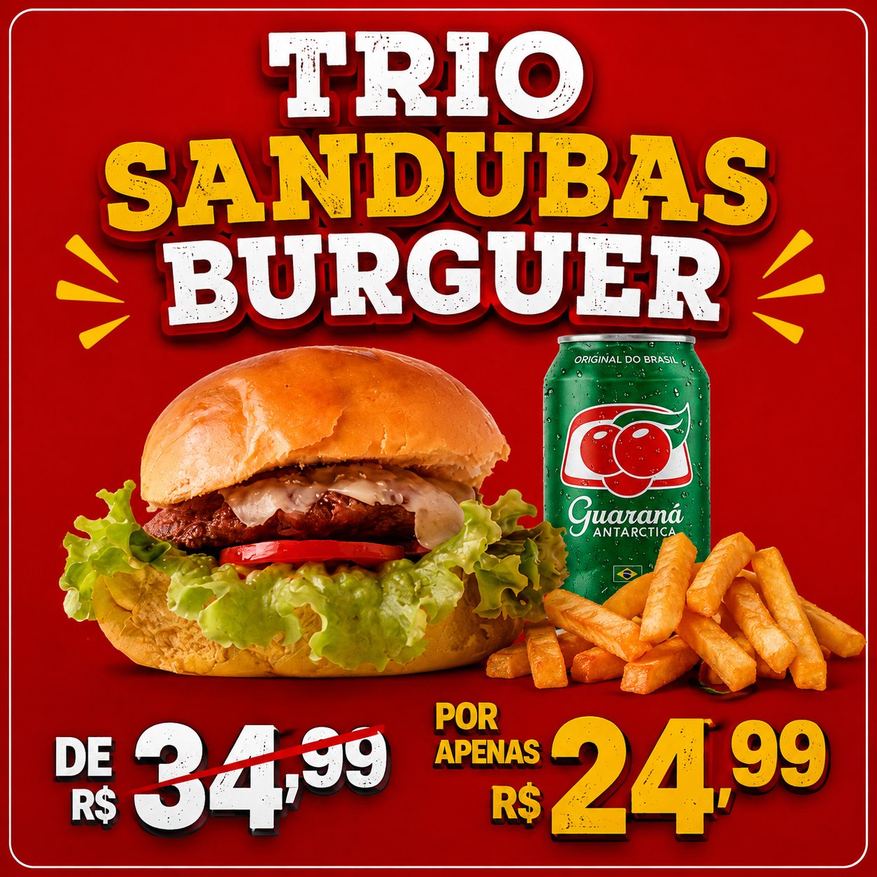  SANDUBAS BURGUER MAIS BATATA+REFRI LATA 
