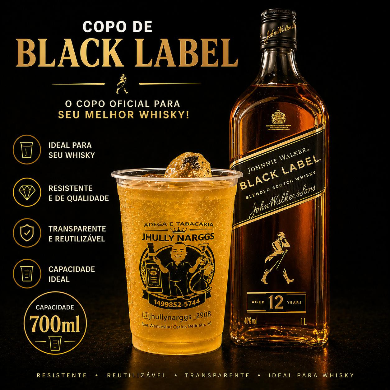 COPO DE WHISKY BLACK LABEL 700ML