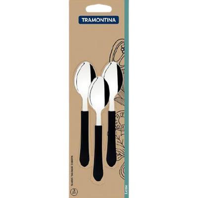 COLHER TRAMONTINA LEME PRETO INOX C/3UN