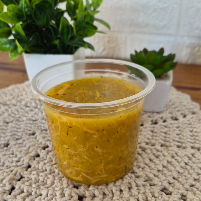 CALDO MANDIOCA C/ FRANGO 380 ML Congelado.