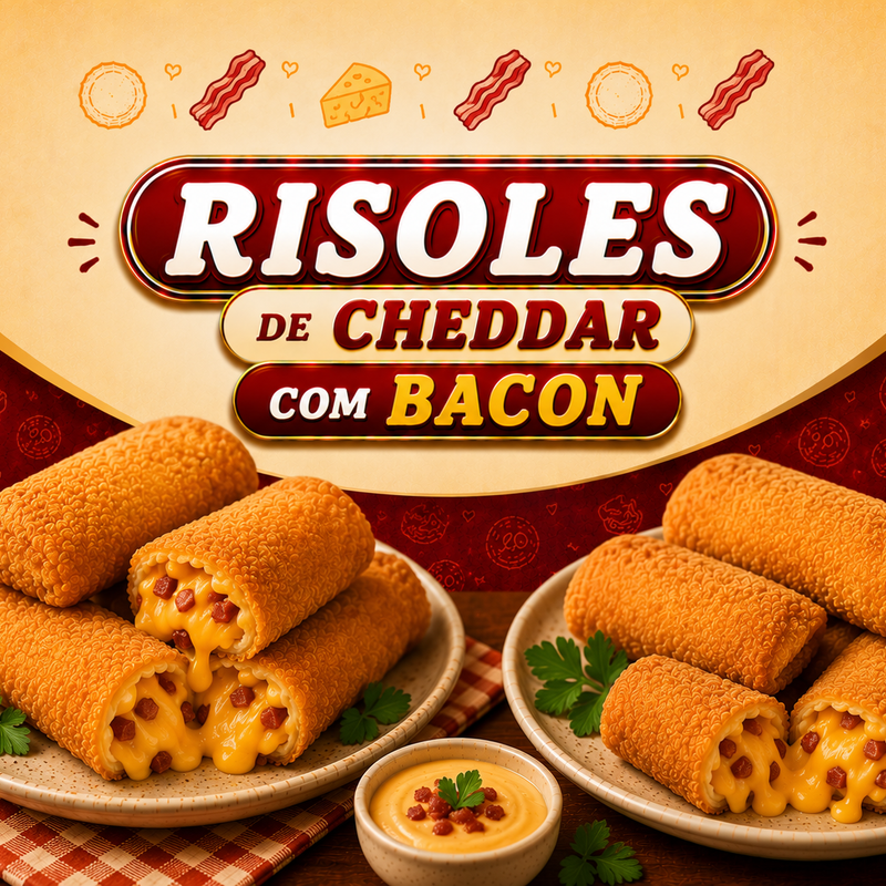 RISOLES DE CHEDDAR COM BACON