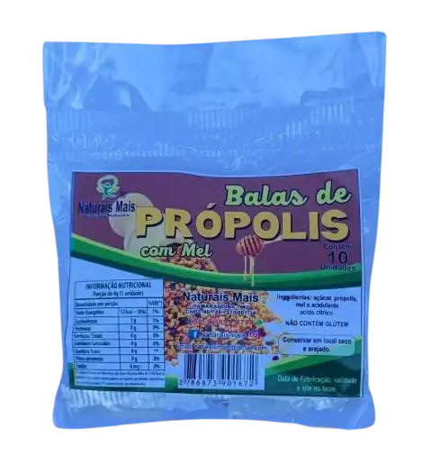 BALA DE PROPOLIS COM MEL 10 UN NATURAIS