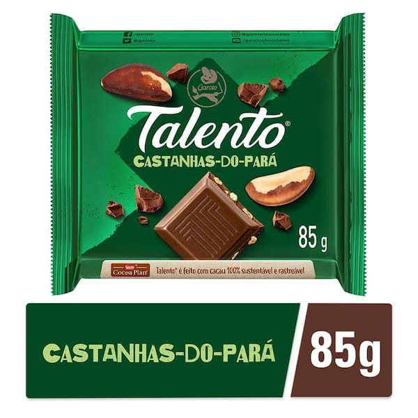 Barra de Chocolate Castanha-Do-Pará Talento 85g
