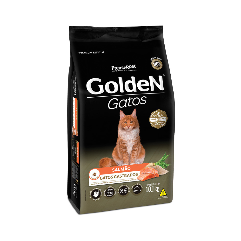 Golden Gatos Castrados Adultos Salmão 10.1kg
