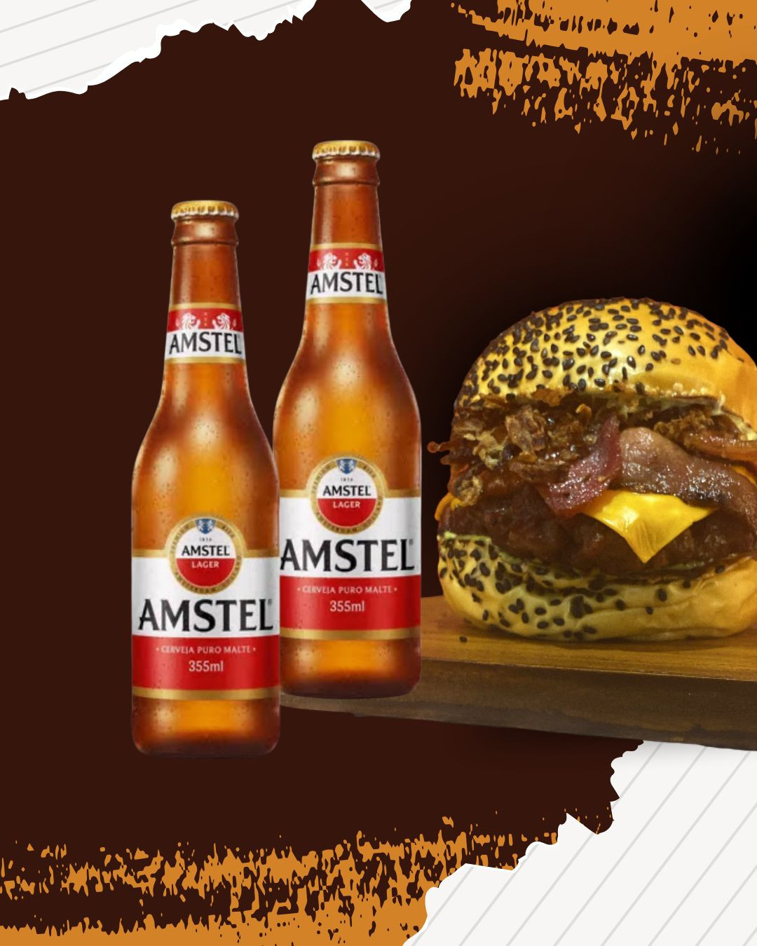 1 hamburguer + 2 long neck