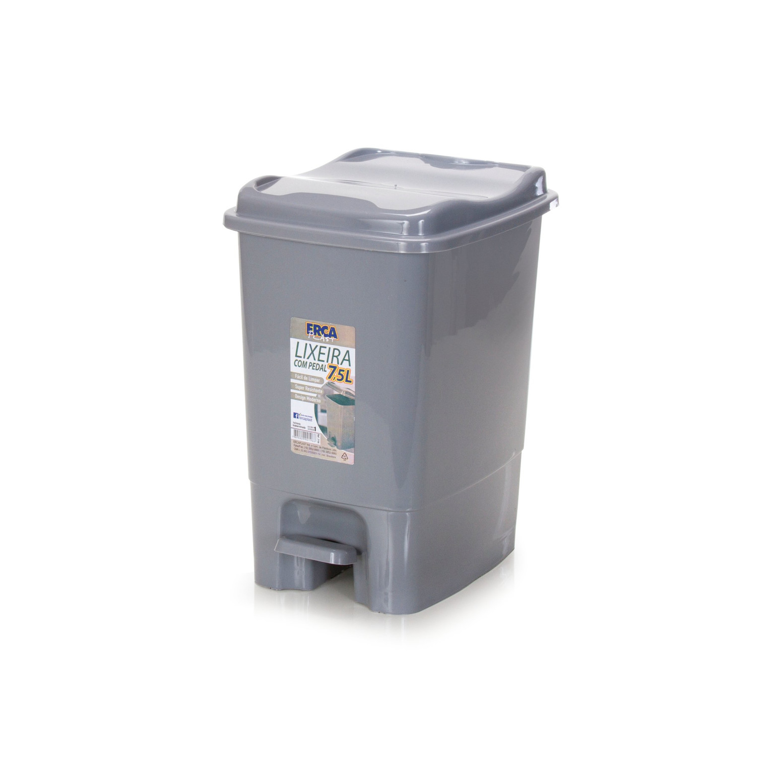 LIXEIRA ERCA PLAST C/PEDAL 7,5L