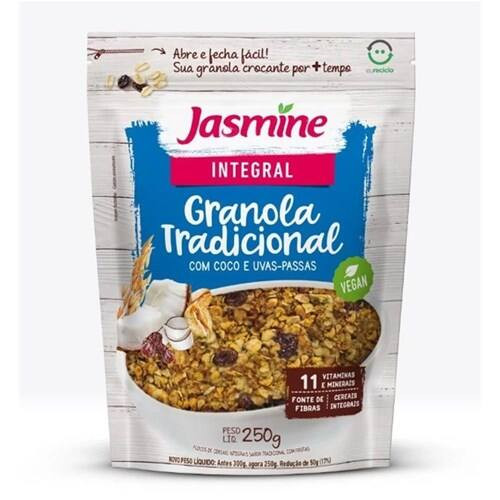 Granola Tradicional com Coco e Uvas Passas Jasmine 250g