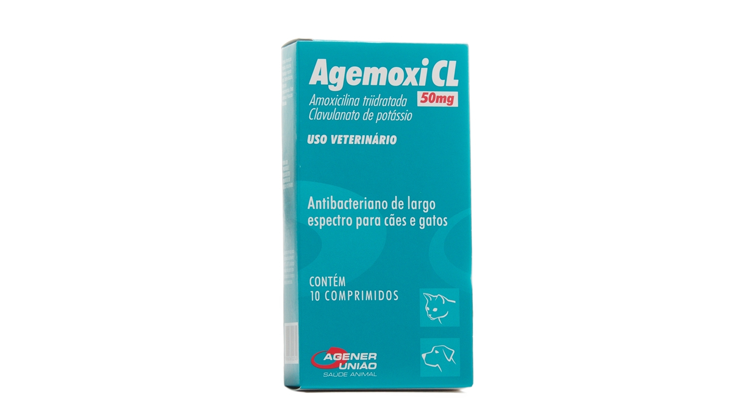 Agemoxi CL Antibiótico 50mg. Contém 10 comprimidos