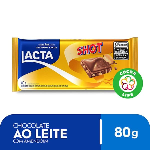 Chocolate Ao Leite com Amendoim Shot Lacta 80g