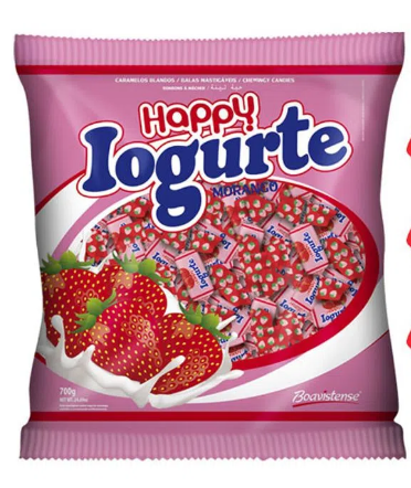 BALA HAPPY IOGURTE MORANGO 500G**