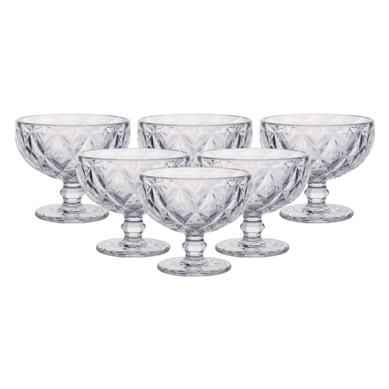 CONJUNTO DE TAÇA DE SOBREMESA VIDRO DIAMOND 360ML 6PCS JOGO