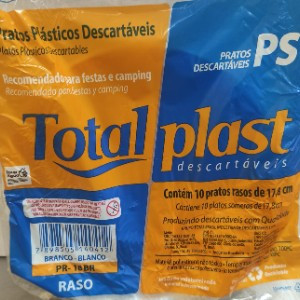 PRATOS DESCARTÁVEIS RASOS 17,8 C/10UN