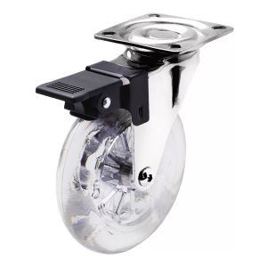 RODIZIO SILIC C/FREIO TRANSPARENTE SOPRANO 50MM