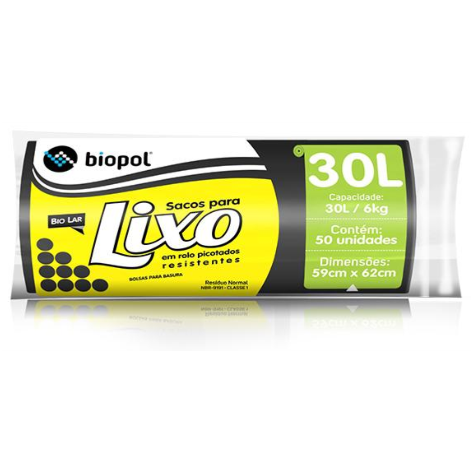 SACO P/ LIXO BIOLAR ROLO 30L/6KG C/50UN