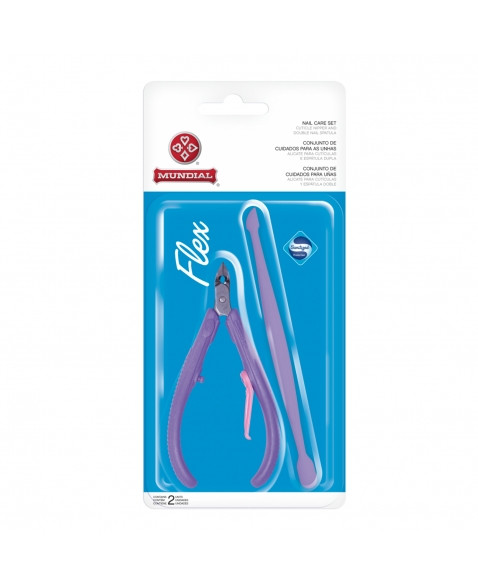 ALICATE P/ CUTICULAS MUNDIAL FEX ROXO + ESPATULA